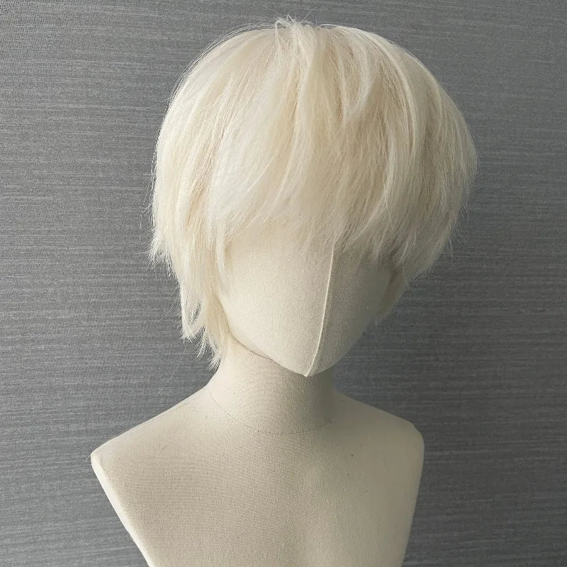 Pink Short Wig for Boy Men Cool Cosplay Blonde Black Wigs Synthetic Wig Heat Resistant Fiber Peruca Cacheada Sintetica