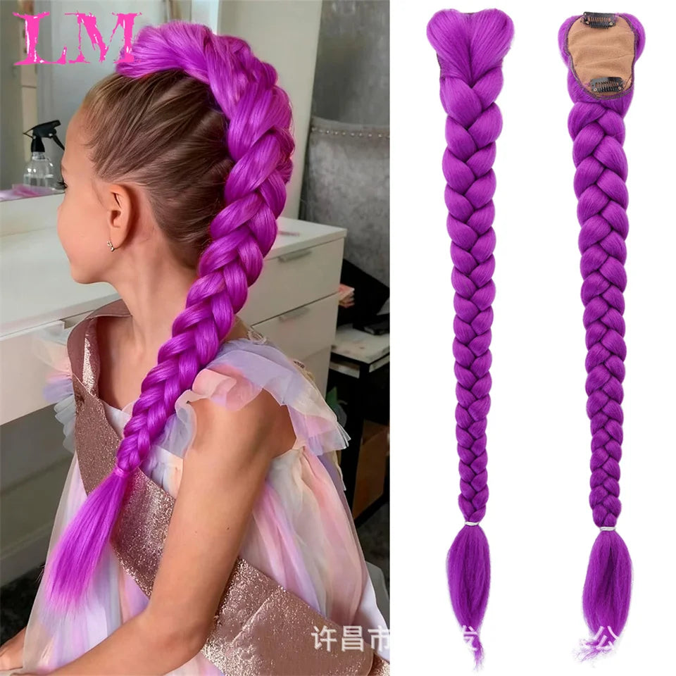 LM Synthetic 32nch Long Purple Braiding Hair Extensions for Braids Rumi Braiding Hair for Stage Party Cosplay Multi-colored Br