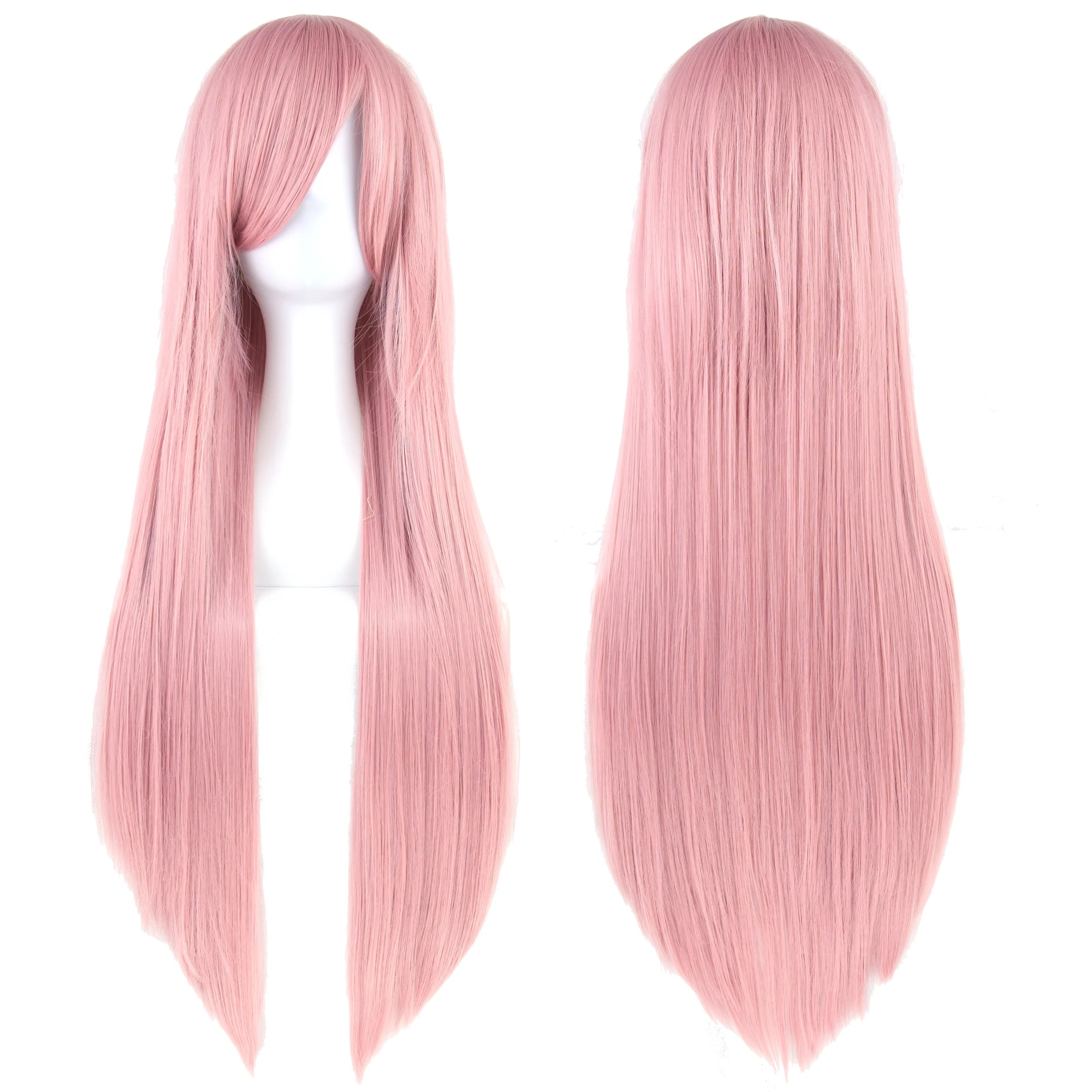Soowee 80cm Long Synthetic Hair White Purple Cosplay Wigs Party Black Hair Straight Wig Hairpiece for Women