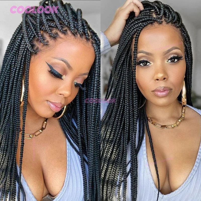 36" Cornrow Braids Lace Wigs Synthetic Full Lace Braided Wigs For Women Knotless Box Braid Wig Braided Wigs