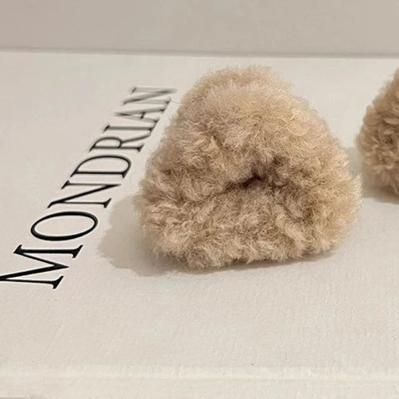 2Pcs Plush Cat Ears Shape Hair Clips Women Sweet Cute Beige Duck Beak Clip Hairpin Fashion Girls Headwear Hair Accessories