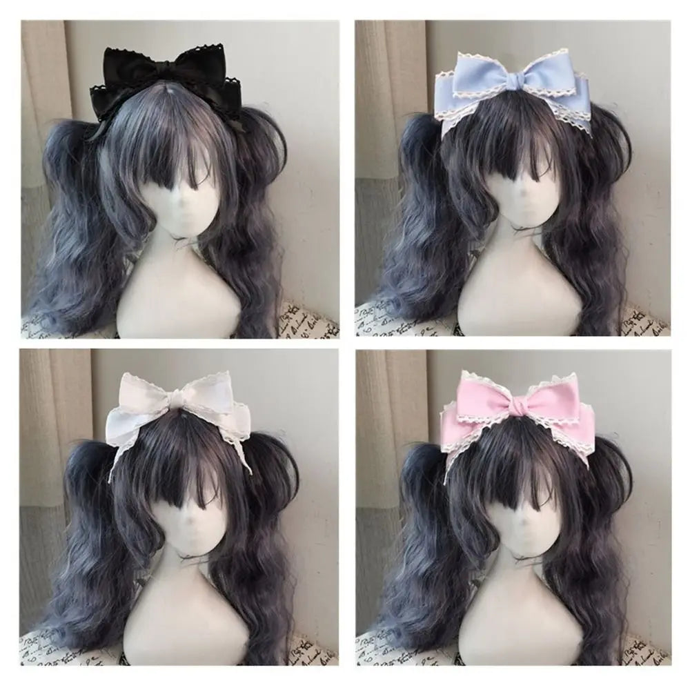 1PC Cute Lolita headband Bowknot Hair Clip Sweet Lolita Cosplay Headdress Lace Ribbon Hairpin Handmade Headwear Anime Hair Decor