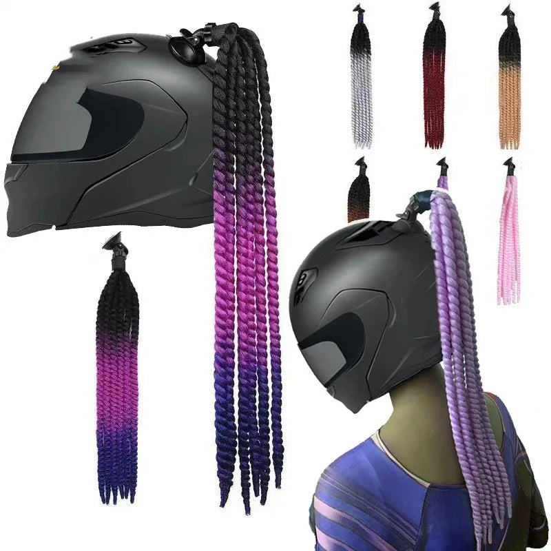 Detachable Sucker Boxing Dreadlocks Ponytail Wig Cycling Helmet Decoration Accessories Weaving Braids Motorcycle Helmet Ponytail