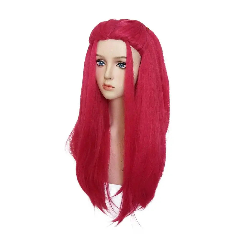 NEW Cosplay Purple/Pink Long Braid With Side Ponytail Integrated Tiger Mouth Clamp Children's Wig Halloween Costume Party Anime