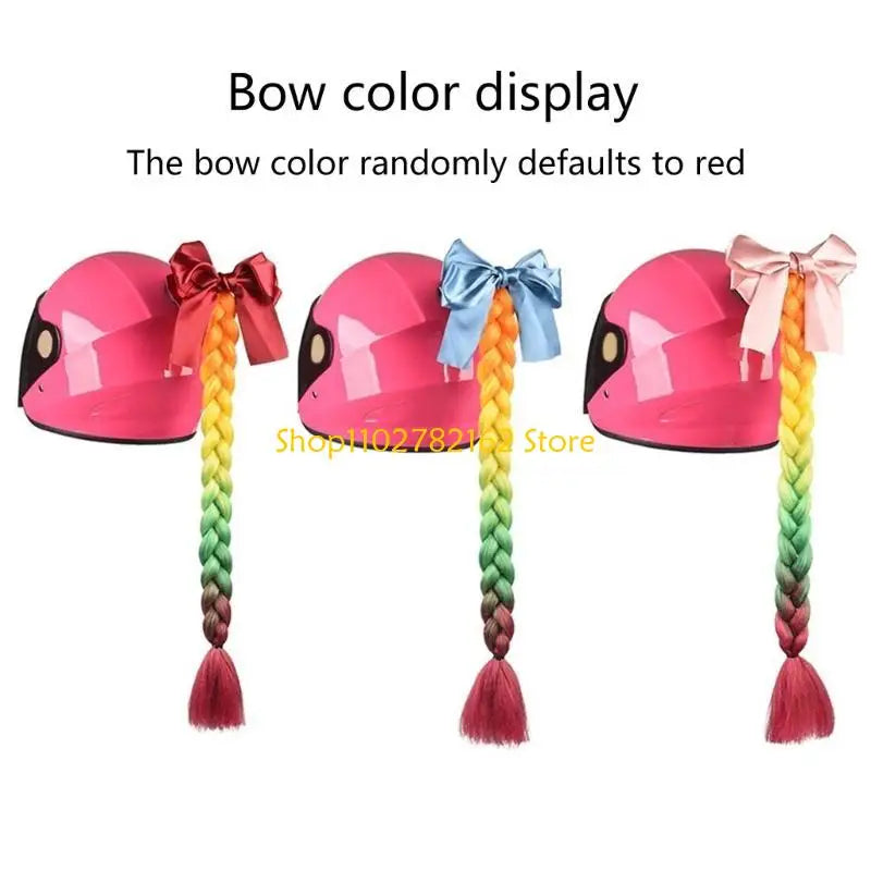 547B Helmet Pigtails Helmet Braids Ponytail Helmet Hair for Women Men Decoration-