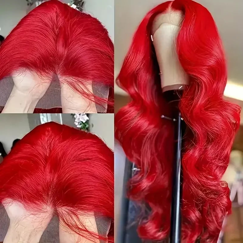Hot Red 13x6 Hd Lace Frontal Human Hair Wigs Brazilian Colored Body Wave Lace Front Wig 4x4 5x5 Closure Wig For Women Red