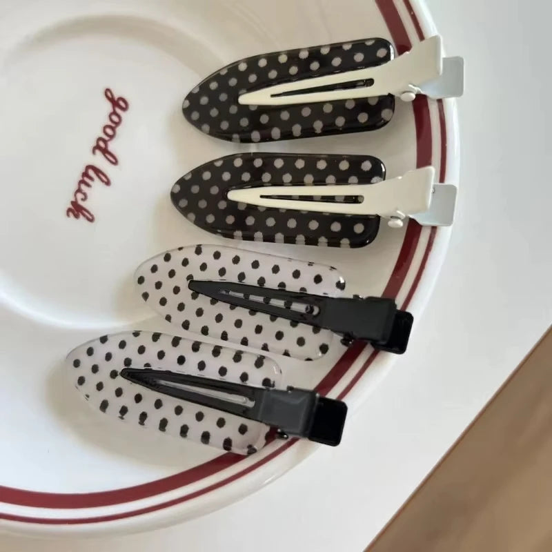 Black White Polka Dot Acrylic Hair Clips Minimalist Secure Hold Suitable for Daily Wear Party Outfits Hairpin Accessories