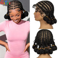10Inch Short Natural Cornrow Braided Wigs with Baby Hair Synthetic Transparent Full Lace Handmade Bantu Braids Wigs for Women