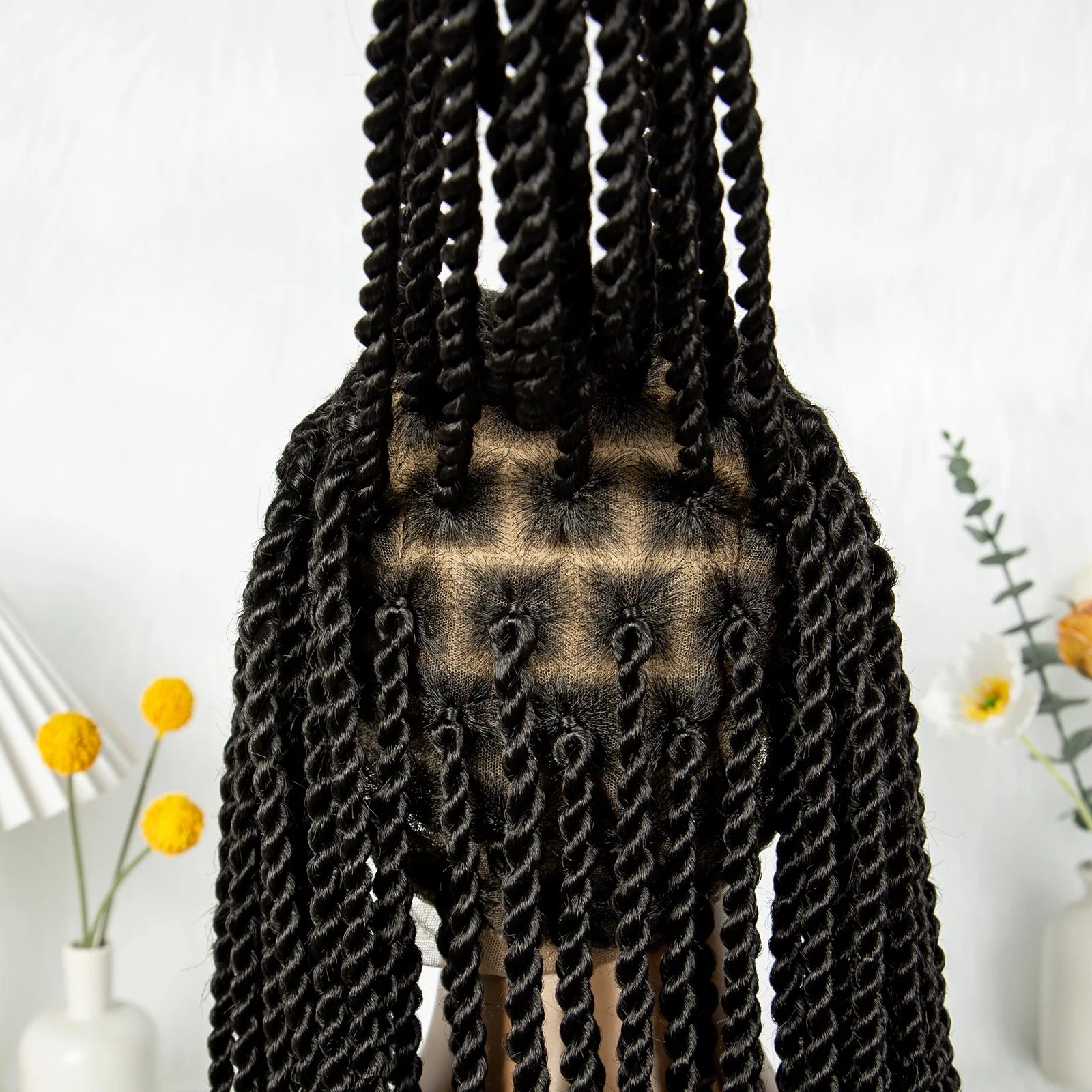 32Inch Cornrow Braided Wigs Synthetic Box Braids Wig Full Lace  Braided Wig for Black Women Blended Lace Front Braiding Hair Wig