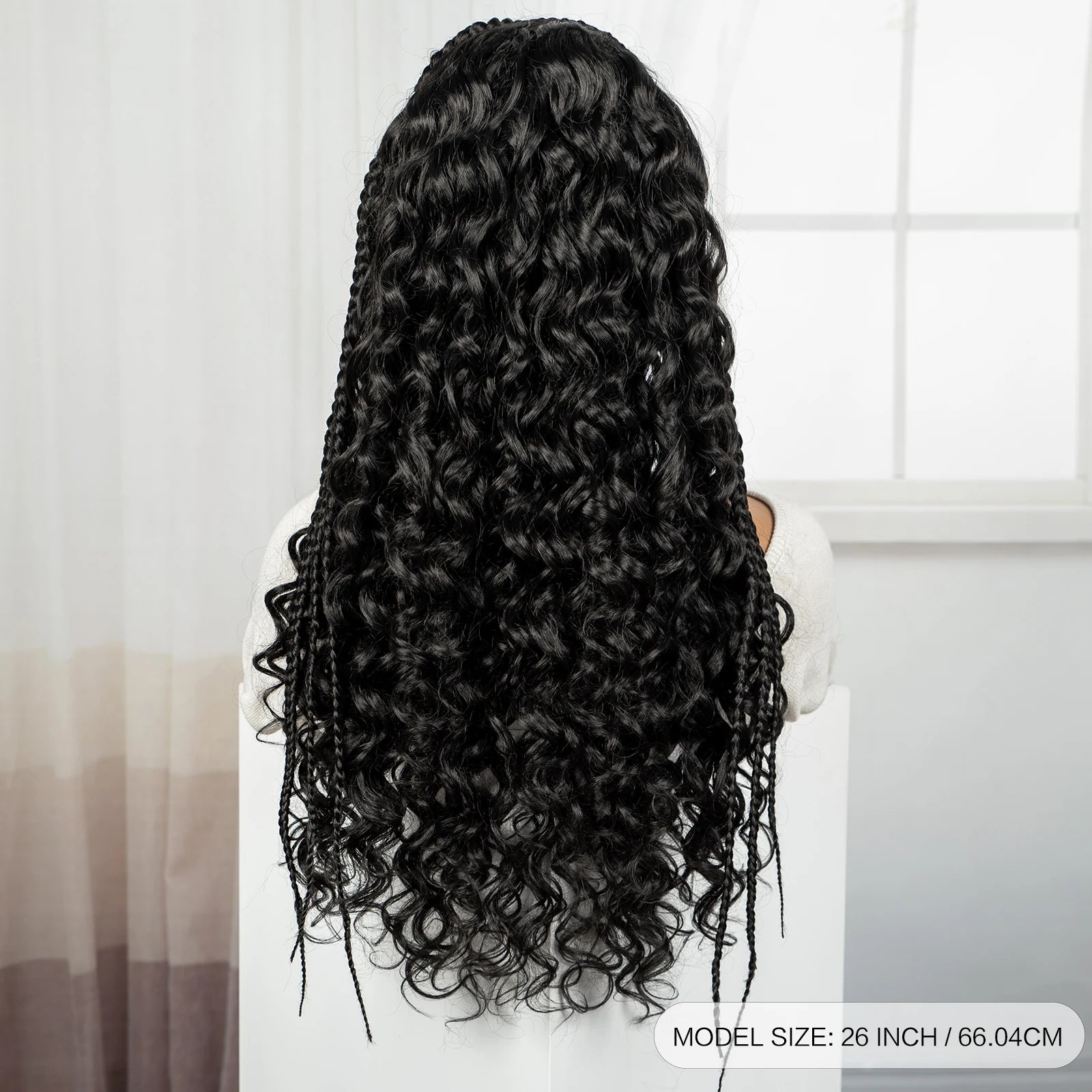 26Inch Cornrow Braided Wigs 13x6 Transparent Lace Front Deep Wave Hair Wigs Synthetic Kinky Curly Brazilian Hair Wigs for Women