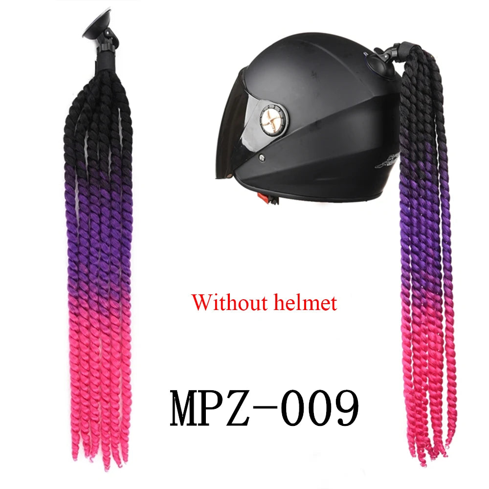 24Inch Synthetic 1pc Ponytail Hair Extensions  Suction Cup Design for Motorcycle Helmets Twist Pigtail  Helmet Not Included