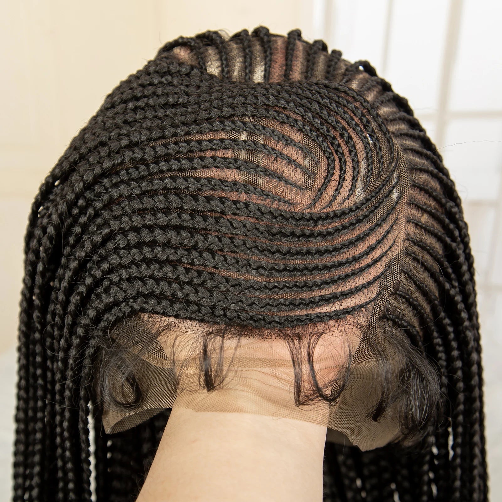 Synthetic Full Lace Cornrow Braided Wigs 36 inches Lace Frontal Square Knotless Box African Braiding Wig for Black Women