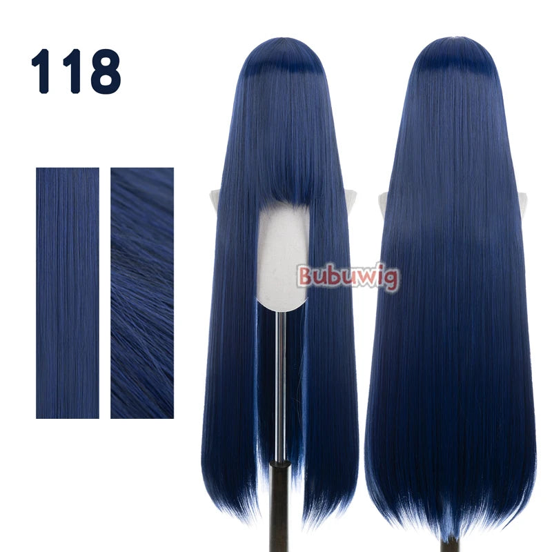 Bubuwig Synthetic Hair 100cm Long Straight Pure Color Cosplay Wigs Over 100 Colors Pink Orange Blonde Green Wig Heat Resistant