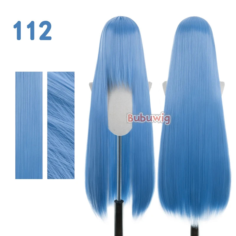 Bubuwig Synthetic Hair 100cm Long Straight Pure Color Cosplay Wigs Over 100 Colors Pink Orange Blonde Green Wig Heat Resistant