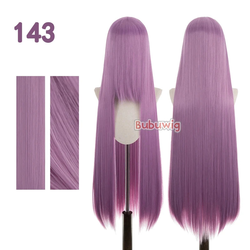 Bubuwig Synthetic Hair 100cm Long Straight Pure Color Cosplay Wigs Over 100 Colors Pink Orange Blonde Green Wig Heat Resistant