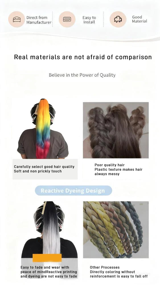 Helmet Braided Helmet Decorative Ponytail Cool Helmet Dirty Braid Motorcycle Motorcycle Electric Car Gradient Braid