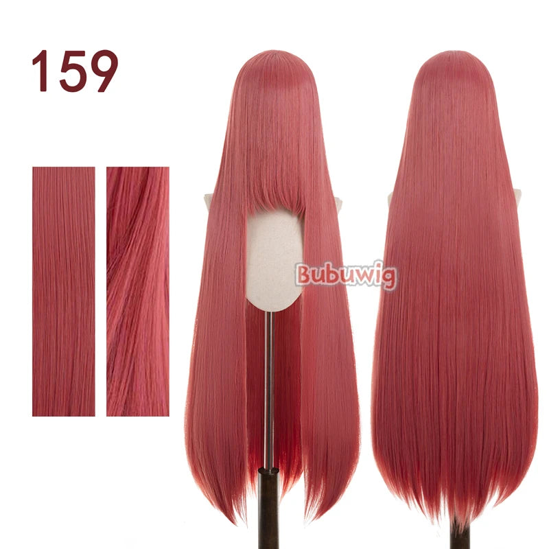 Bubuwig Synthetic Hair 100cm Long Straight Pure Color Cosplay Wigs Over 100 Colors Pink Orange Blonde Green Wig Heat Resistant