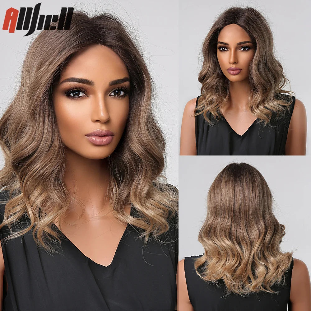 Short Copper Ginger Synthetic Natural Wavy Wigs Hair Orange Halloween Bob Wig with Bangs Heat Resistant for Women Cosplay Wig