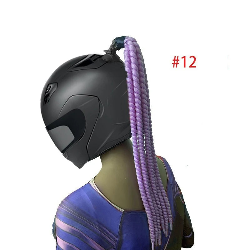 Detachable Sucker Boxing Dreadlocks Ponytail Wig Cycling Helmet Decoration Accessories Weaving Braids Motorcycle Helmet Ponytail