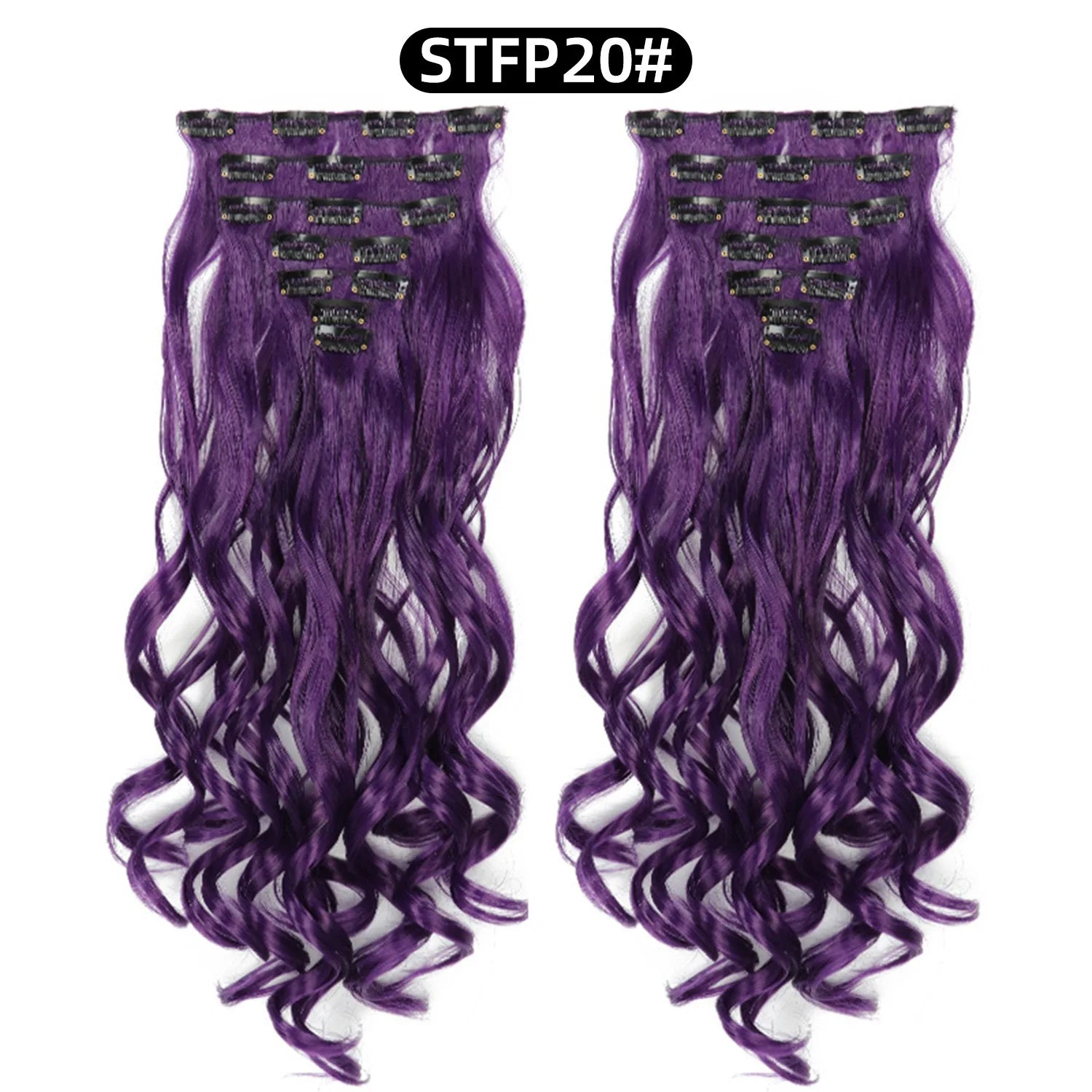 Clip In Hair Extensions 7 PCS Full Head 22 Inch Long Curly Wavy  For Women Girls Hair Synthetic Wig Hairpieces