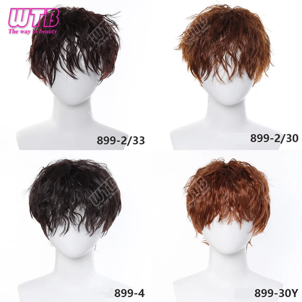 Synthetic Short Curly Boy Party Hair Wig Black Brown Natural Fake False Hair For Men Handsome Breathable Christmas Halloween