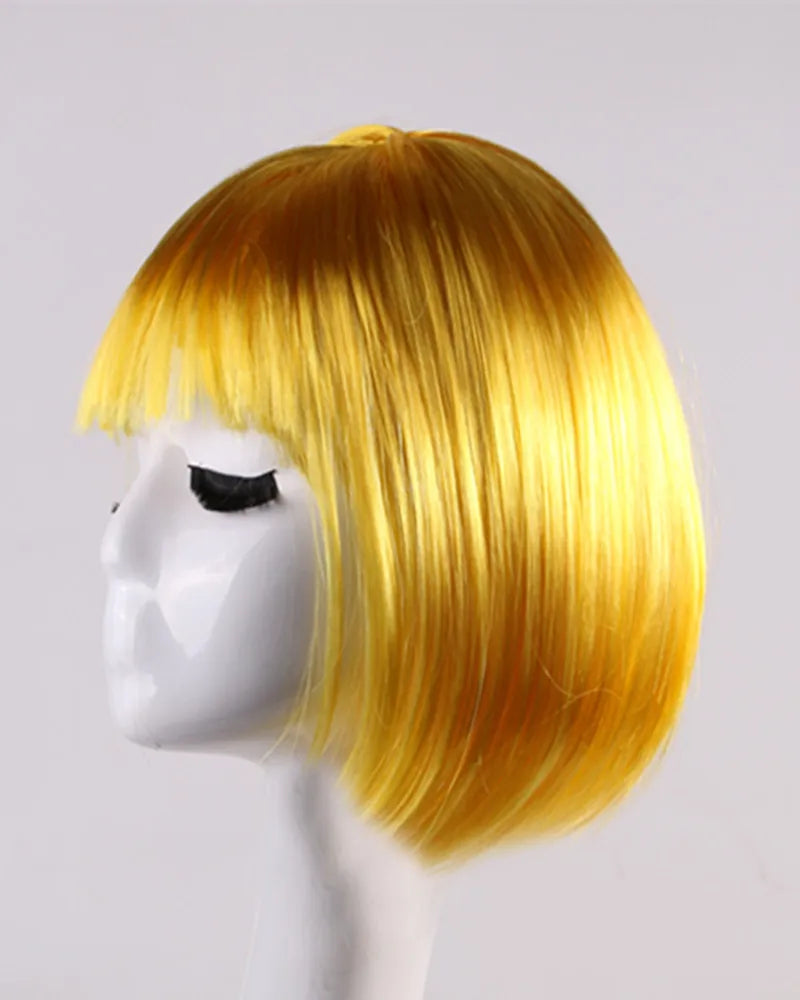 Synthetic Short BOB Full Wig Multiple Colors Cosplay Halloween Party Short Hair Solid Color Wigs