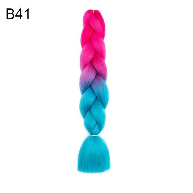 Synthetic Ombre Braiding Hair 24Inch 1Pack Pre Stretched Box Jumbo Colorful Crochet  Extensions for Women