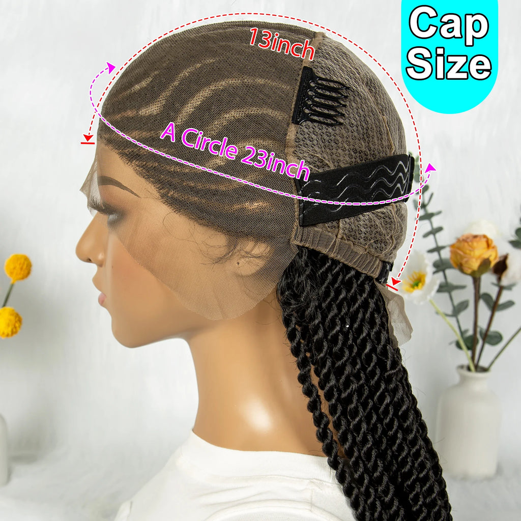 32Inch Cornrow Braided Wigs Synthetic Box Braids Wig Full Lace  Braided Wig for Black Women Blended Lace Front Braiding Hair Wig