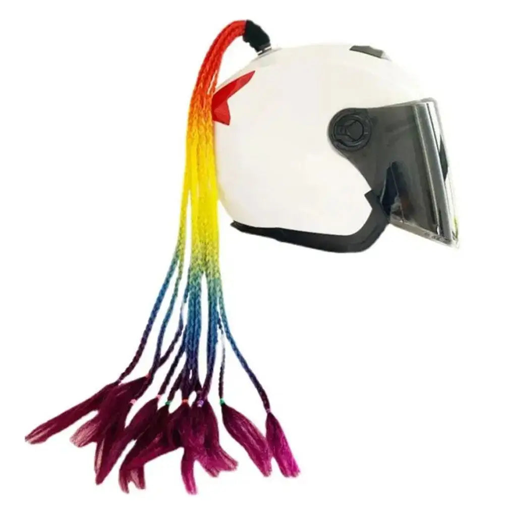 1PC Motorcycle Riding Helmet Decoration Braid Ponytail Motorbike Riding Helmet Pigtails Braids For Women Men Children