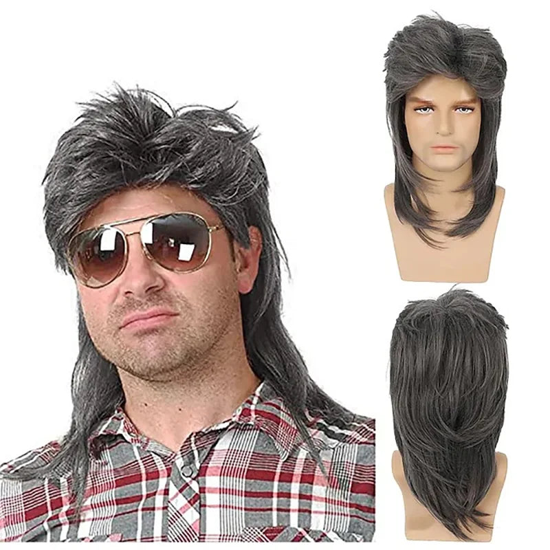 8 Styles Mullet Wigs for Men 70s 80s Costumes Fancy Party Accessory Cosplay Halloween Performance Synthetic Wig