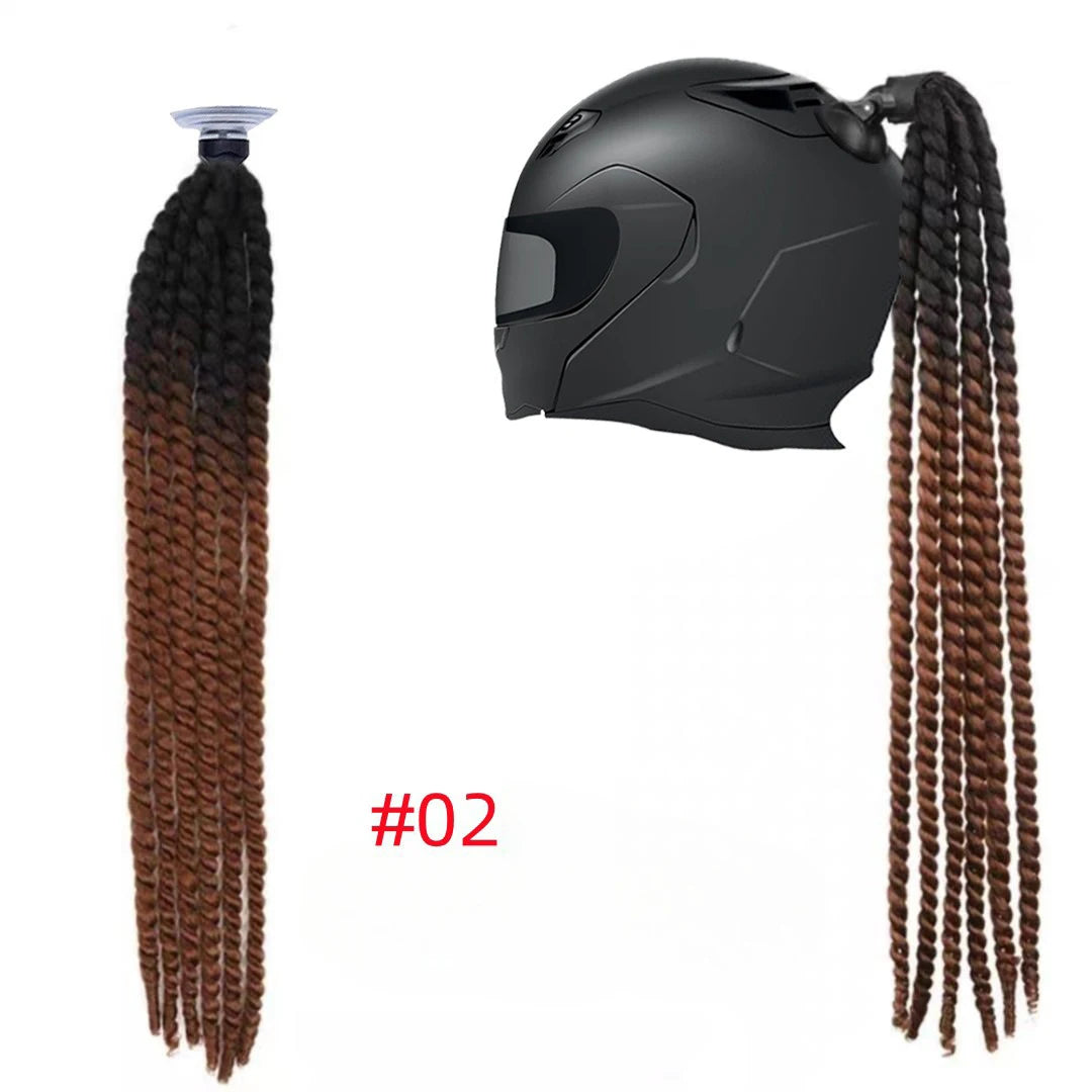 Detachable Sucker Boxing Dreadlocks Ponytail Wig Cycling Helmet Decoration Accessories Weaving Braids Motorcycle Helmet Ponytail