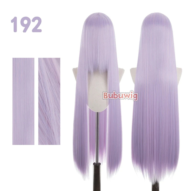 Bubuwig Synthetic Hair 100cm Long Straight Pure Color Cosplay Wigs Over 100 Colors Pink Orange Blonde Green Wig Heat Resistant