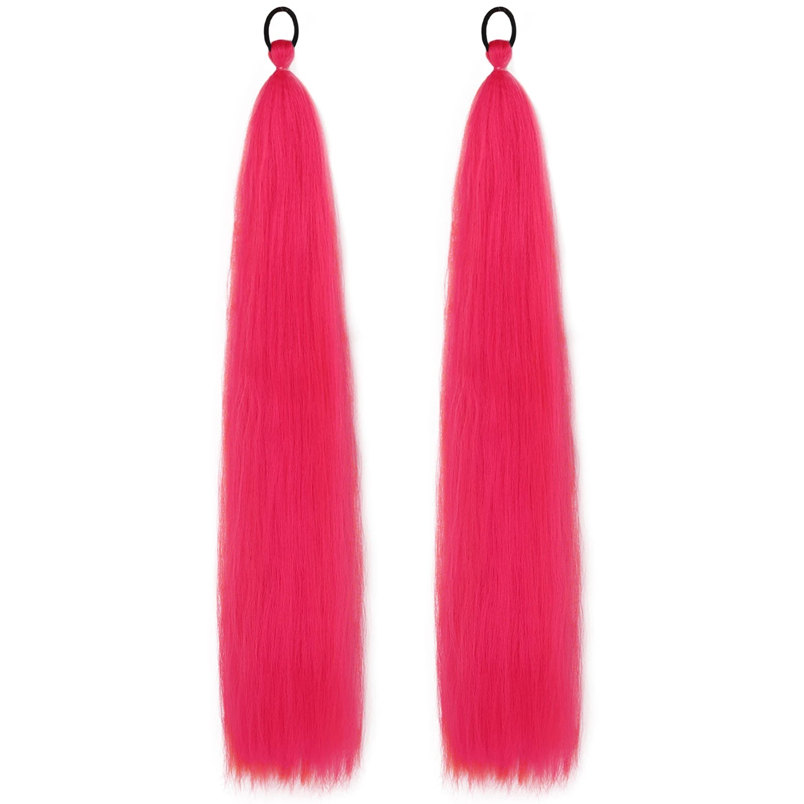 2PC Synthetic Purple Ponytail Extension with Rubber Band Long Straight DIY Braided Pony Tail Hairpiece Women Hair Accessories