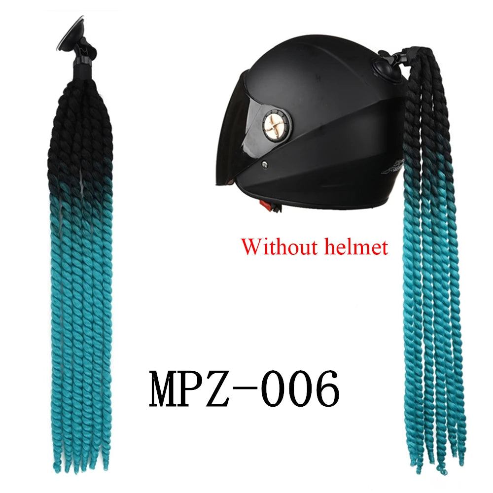 24Inch Synthetic 1pc Ponytail Hair Extensions  Suction Cup Design for Motorcycle Helmets Twist Pigtail  Helmet Not Included
