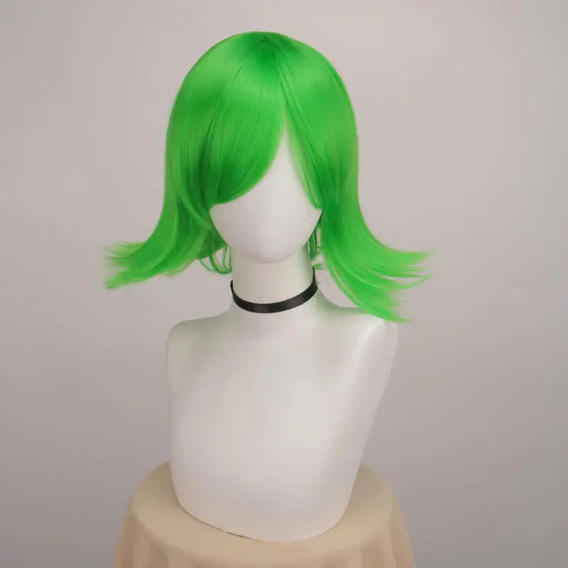 Anime Short Bob With Bangs Cosplay Wig Boy Girl Blue Green Heat Resistant Synthetic Fiber Wig For Halloween Role Play Daily Prop