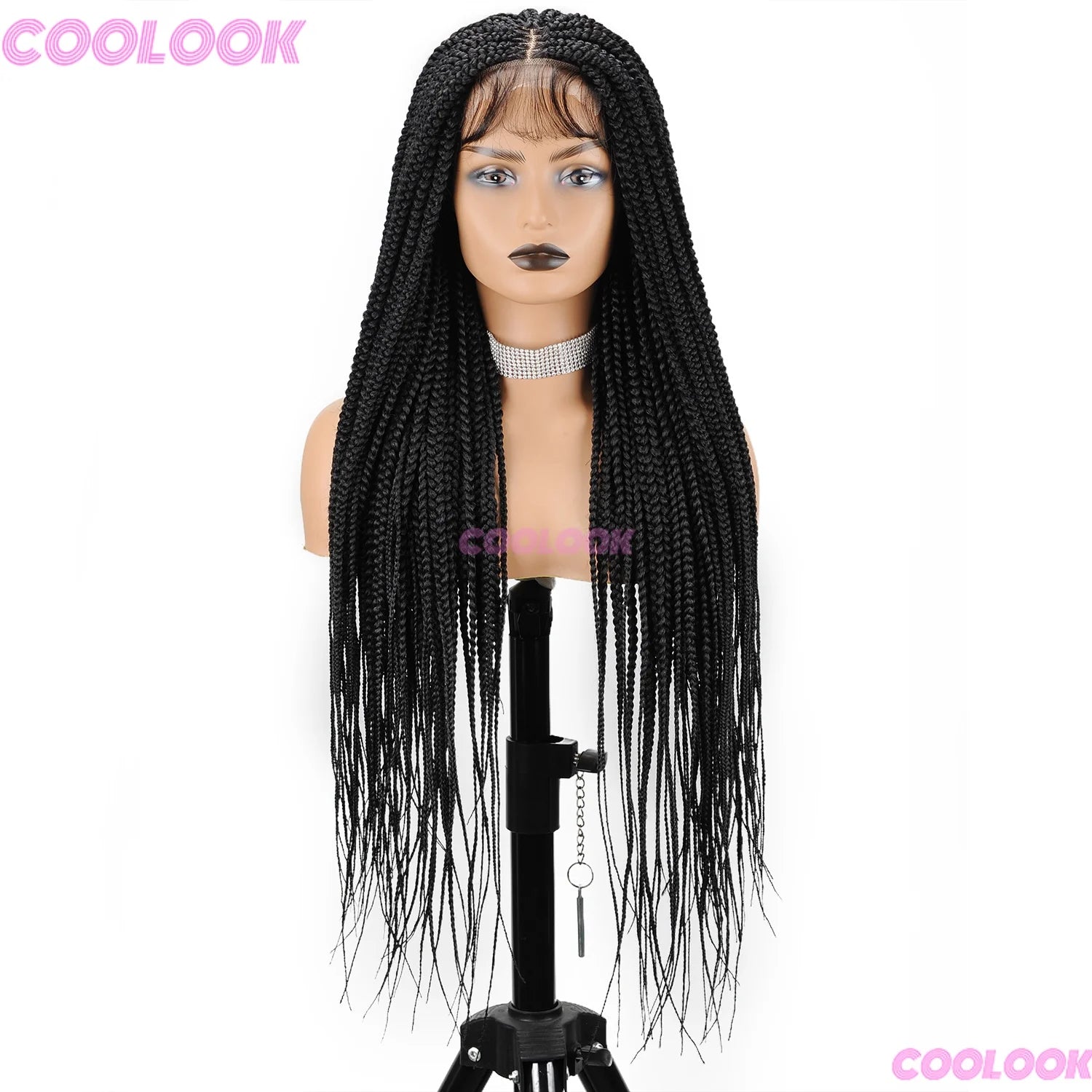 36" Synthetic Box Braided Wigs For Black Women Cornrow Braids Lace Wigs Braids African Wigs