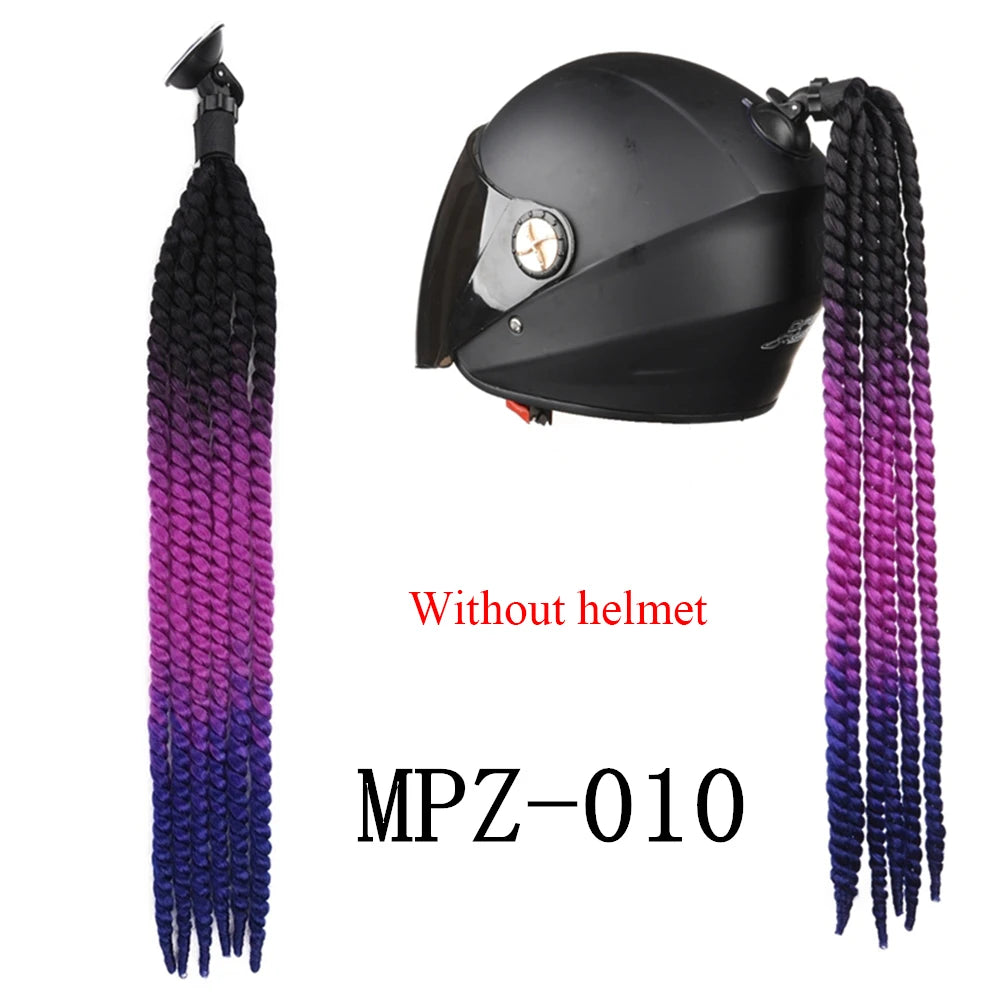 24Inch Synthetic 1pc Ponytail Hair Extensions  Suction Cup Design for Motorcycle Helmets Twist Pigtail  Helmet Not Included