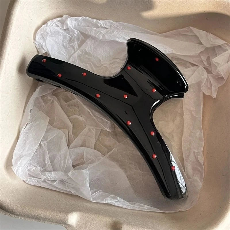 1/2pcs Vintage Elegant Polka Dot Red Bow Hair Clip Shark Claw Clamp Hairpin Barrette Korean Hair Headwear Accessories for Women
