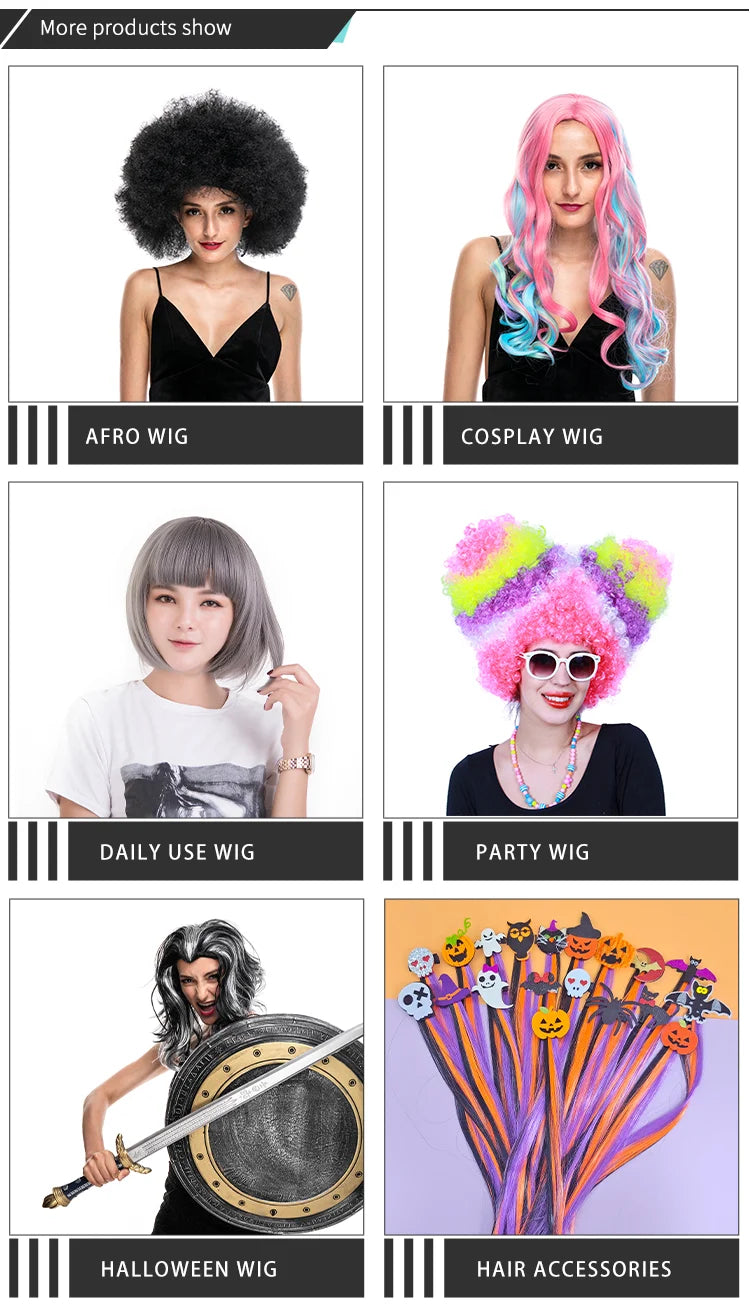 Clown Wig Afro Puff Wigs 80s Cosplay Anime Party Christmas Halloween Fancy Funny Wigs