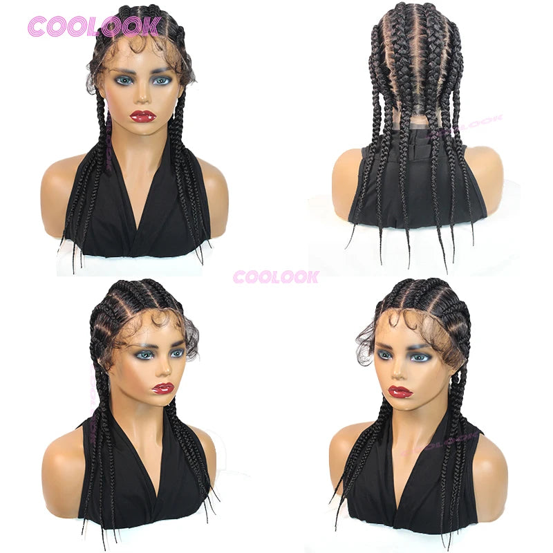 8 Inch Braided Wigs Synthetic Cornrow Full Lace Braided Wig Unisex Short Bob Style