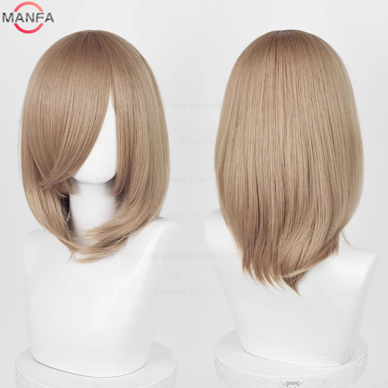 40cm Medium Basic Anime Cosplay Wig Bang Blond  Black White Red Pink Green Brown Gold Blue Heat Resistant Synthetic Hair Wigs