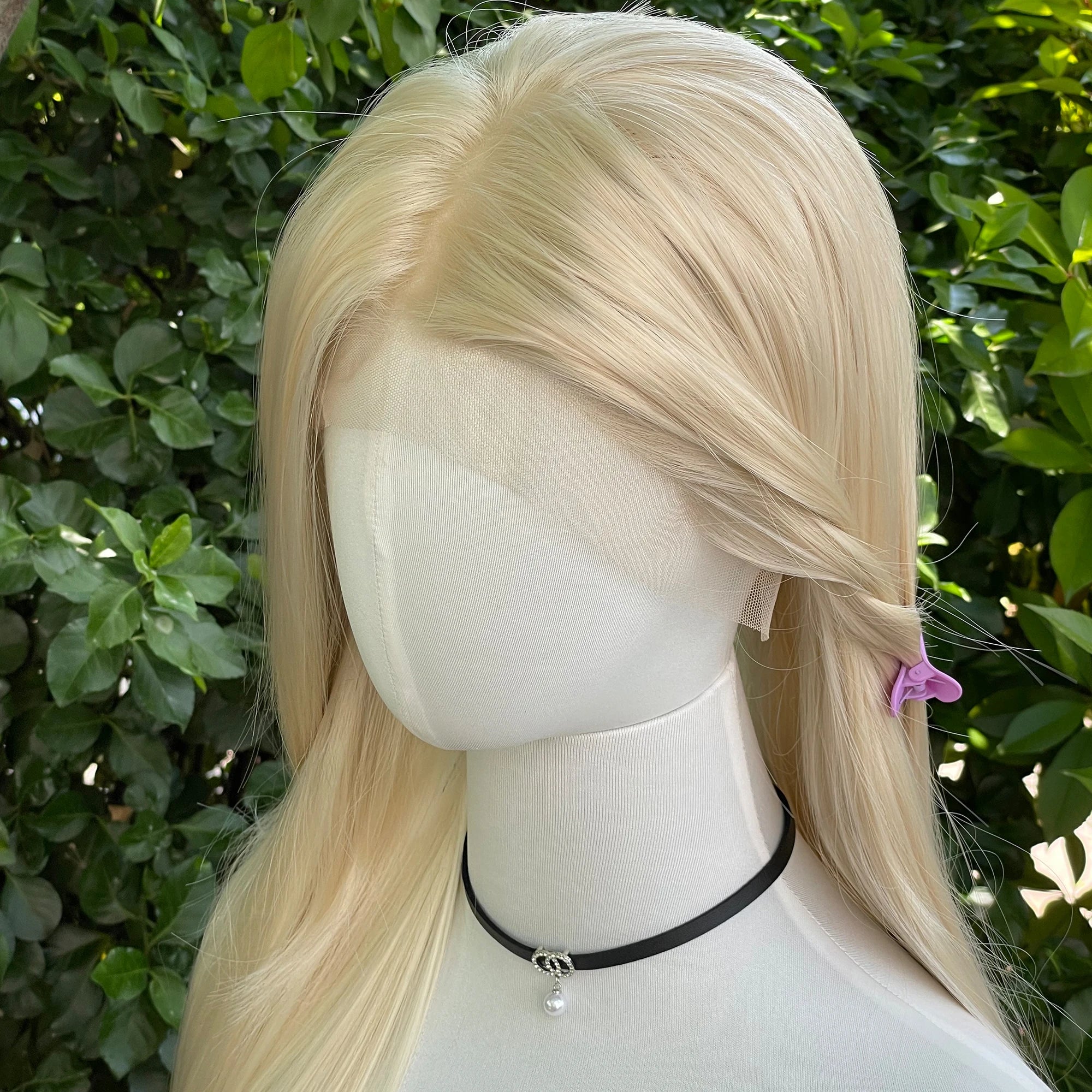 Light Blonde Synthetic Hair 13x4 Lace Front Wigs for Women 26 Inch Long Straight Free Part 150% Density Glueless Half Hand Tied