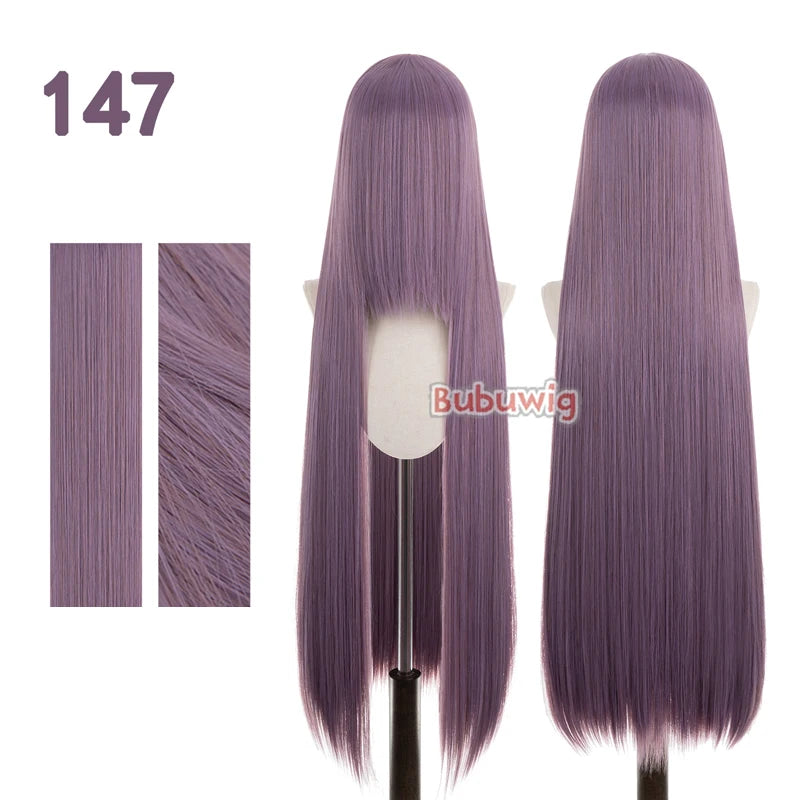 Bubuwig Synthetic Hair 100cm Long Straight Pure Color Cosplay Wigs Over 100 Colors Pink Orange Blonde Green Wig Heat Resistant