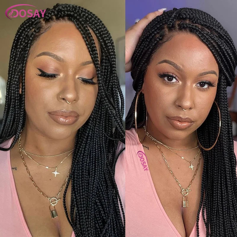 36Inch Synthetic Long Box Braided Wig Full Lace Straight Cornrow Braiding Wig Burgundy Knotless Cornrow Braid Wig With Baby Hair