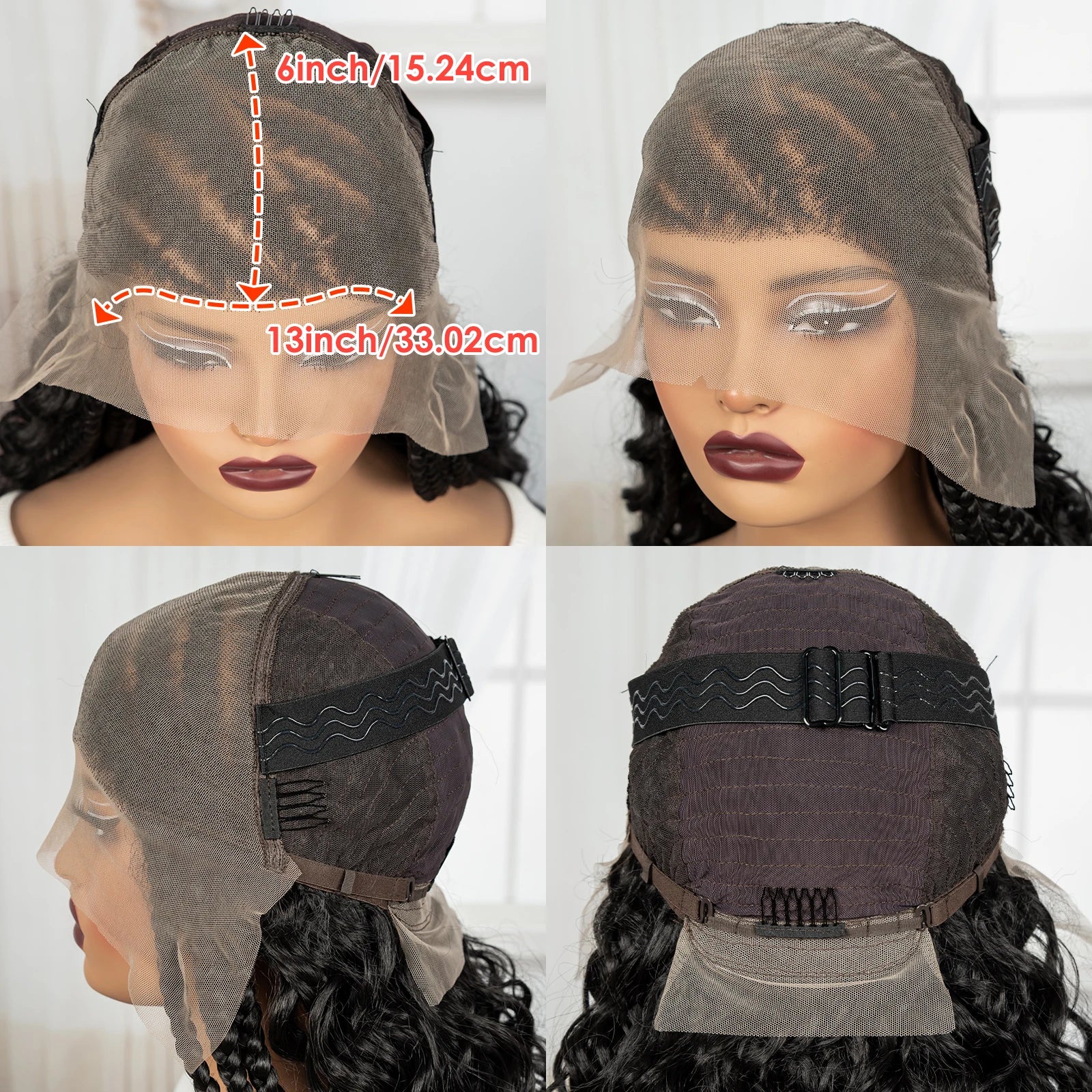 26Inch Cornrow Braided Wigs 13x6 Transparent Lace Front Deep Wave Hair Wigs Synthetic Kinky Curly Brazilian Hair Wigs for Women