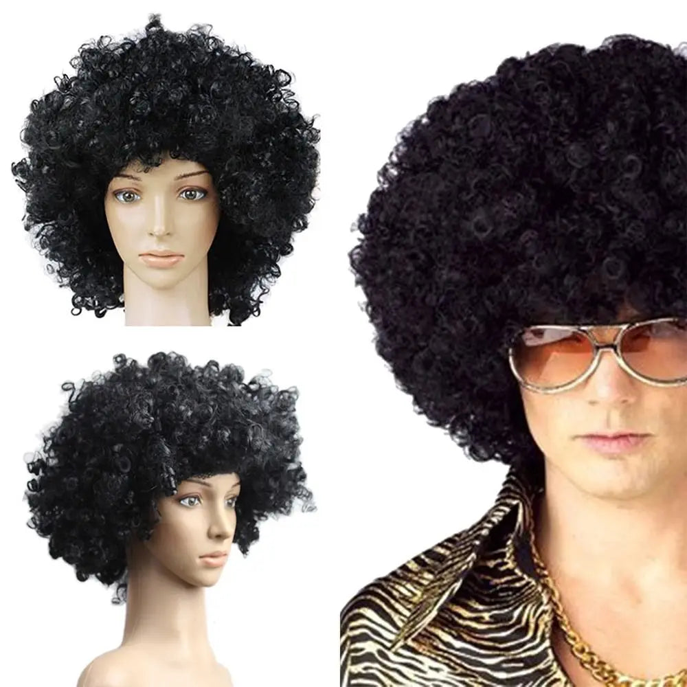 Unisex Adult Various Coloured Rainbow Circus Curly Black Afro Curly Wig Adult Fancy Dress Disco
