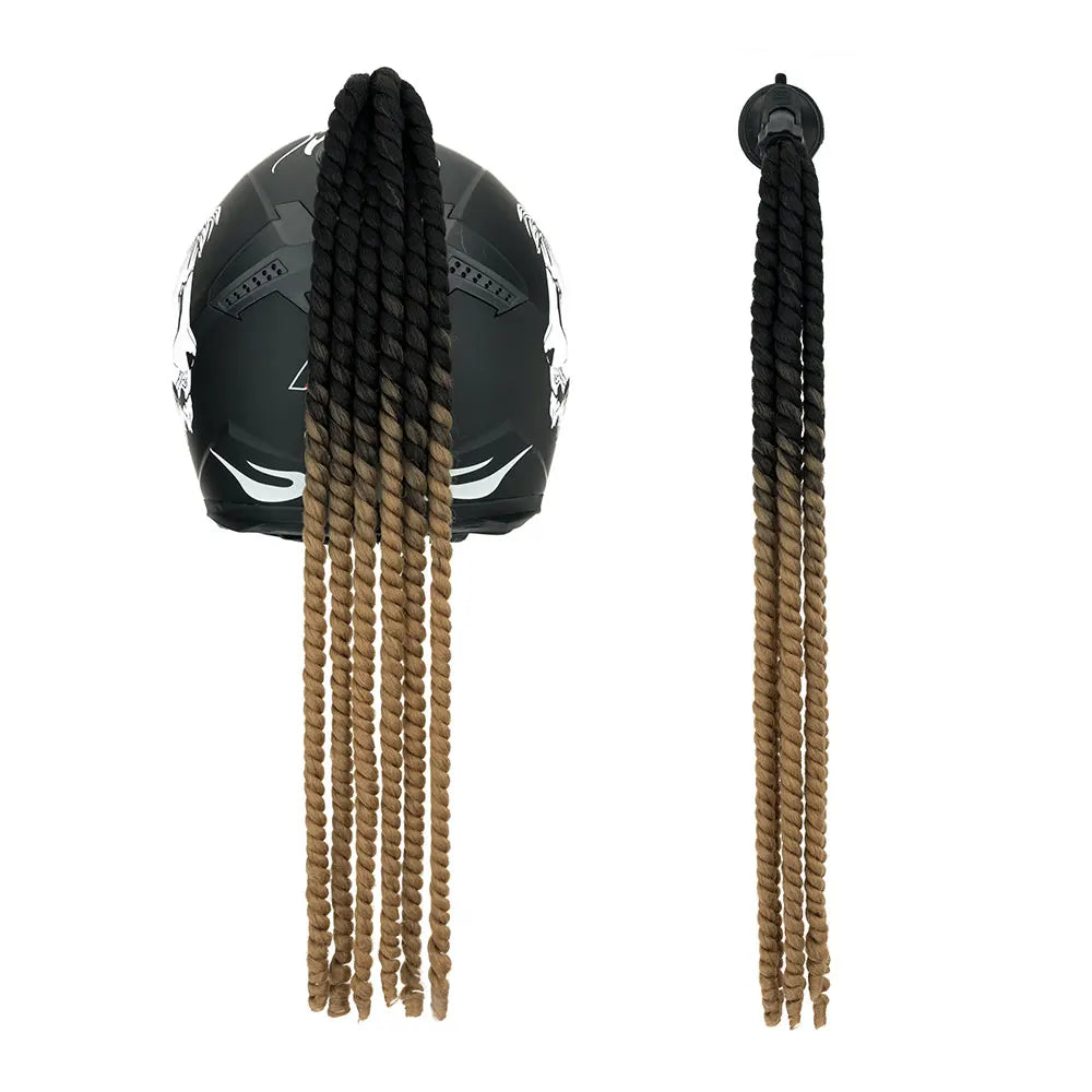 Snoilite 24" Synthetic Ponytail Hair Extensions - Suction Cup Design for Motorcycle Helmets Twist Pigtail - Helmet Not Included