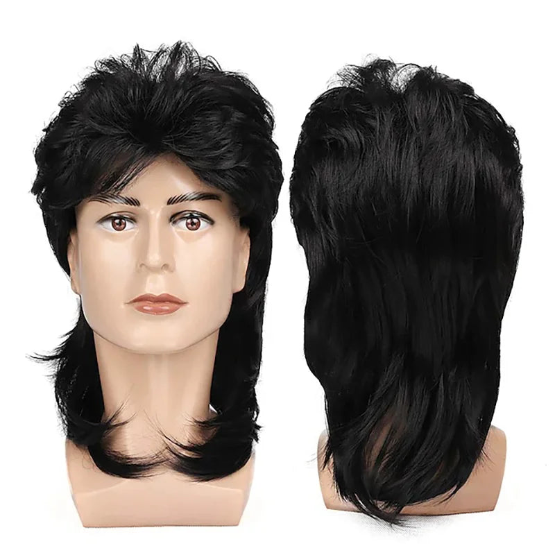 8 Styles Mullet Wigs for Men 70s 80s Costumes Fancy Party Accessory Cosplay Halloween Performance Synthetic Wig