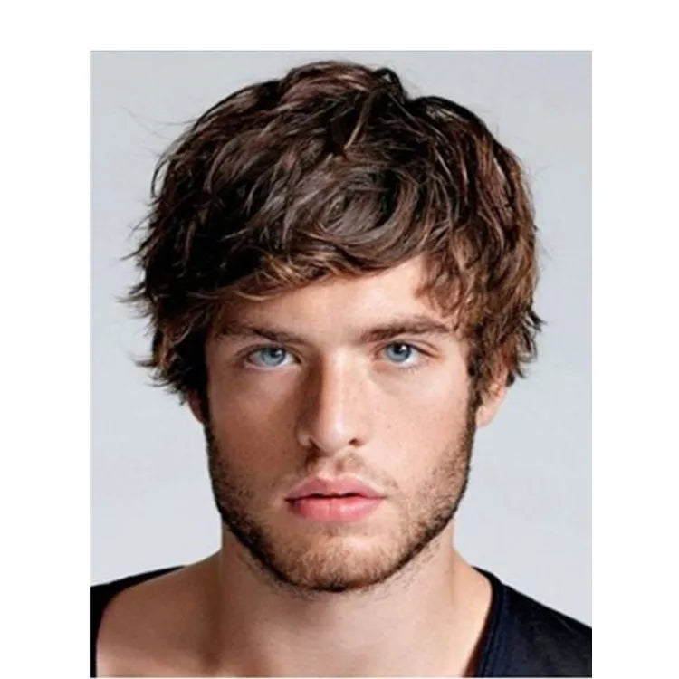 European and American synthetic wigs for middle-aged and elderly men fiber wigs, short hair wigs, heat-resistant, for daily wear