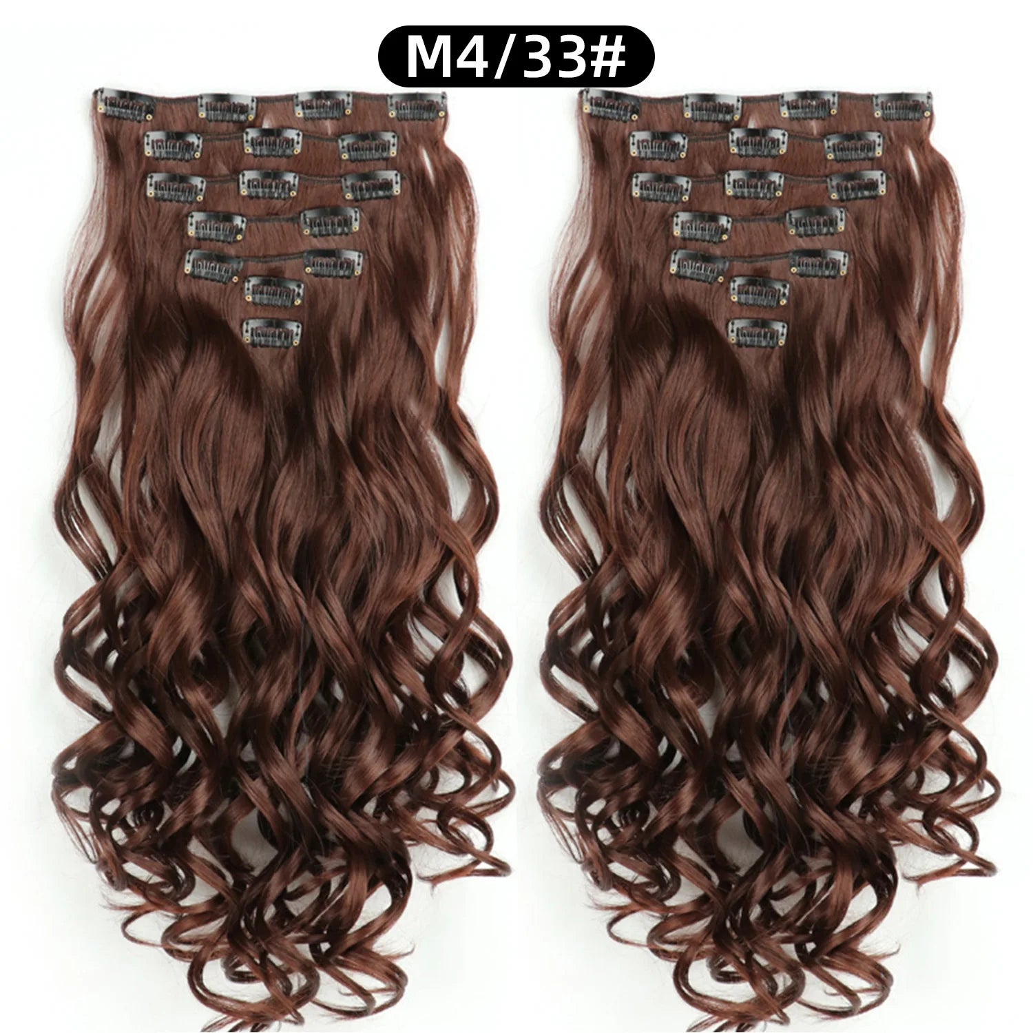 Clip In Hair Extensions 7 PCS Full Head 22 Inch Long Curly Wavy  For Women Girls Hair Synthetic Wig Hairpieces